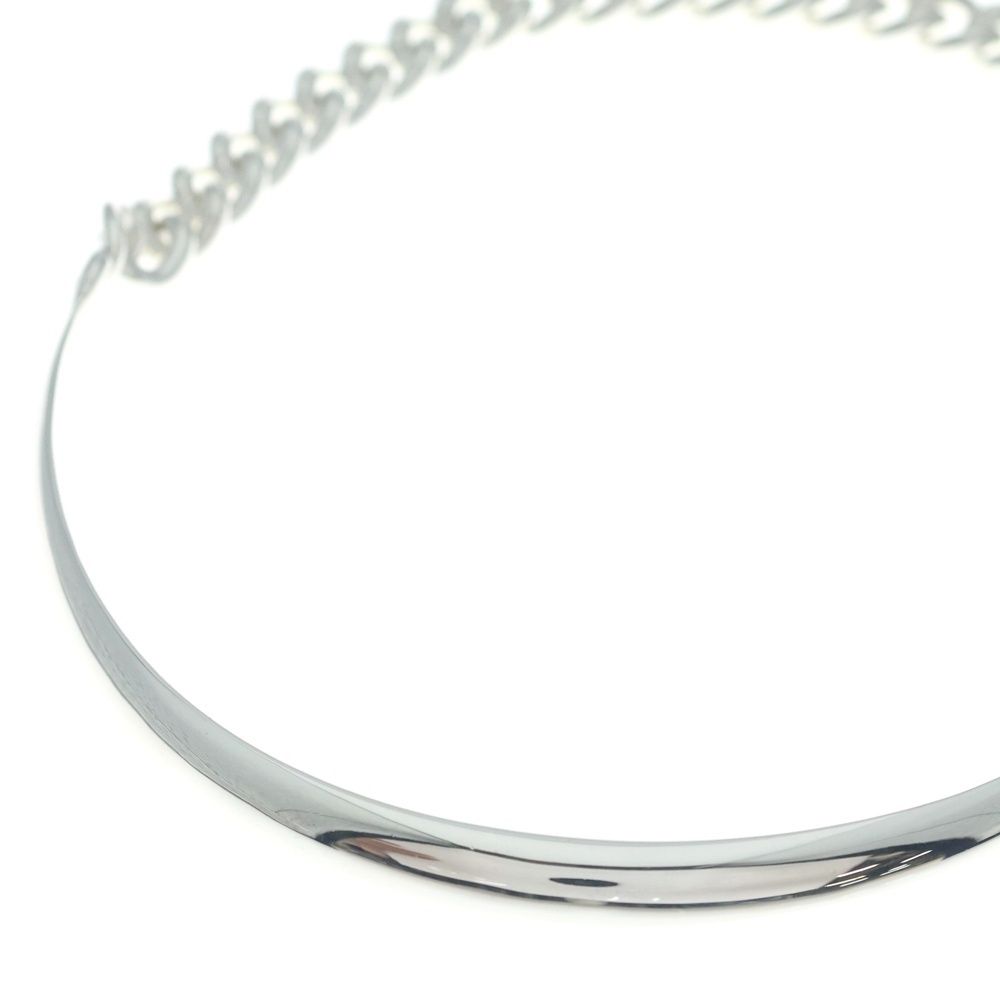 Hermes Booklet Series Inflexible Chain Choker Necklace Silver