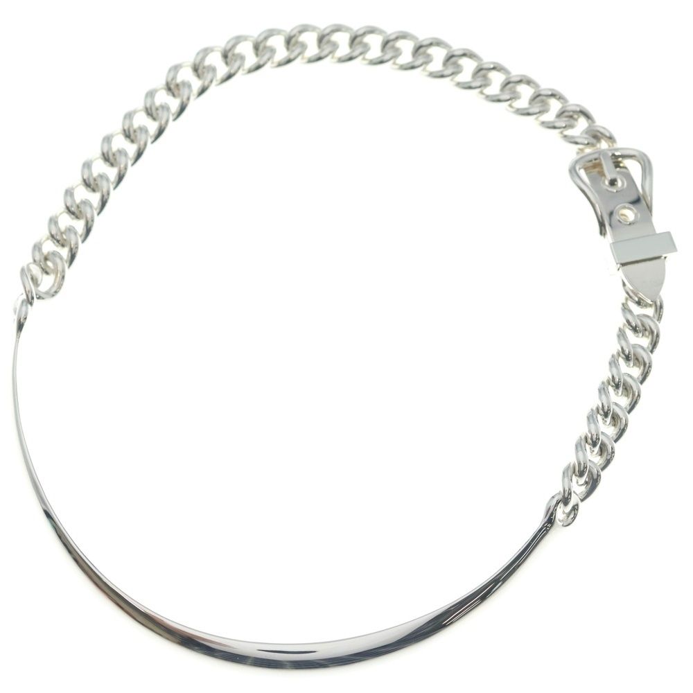Hermes Booklet Series Inflexible Chain Choker Necklace Silver — view 2