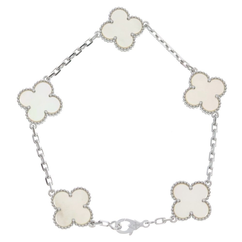 Van Cleef & Arpels Vintage Alhambra 5 Motif Mother of Pearl Bracelet — view 2