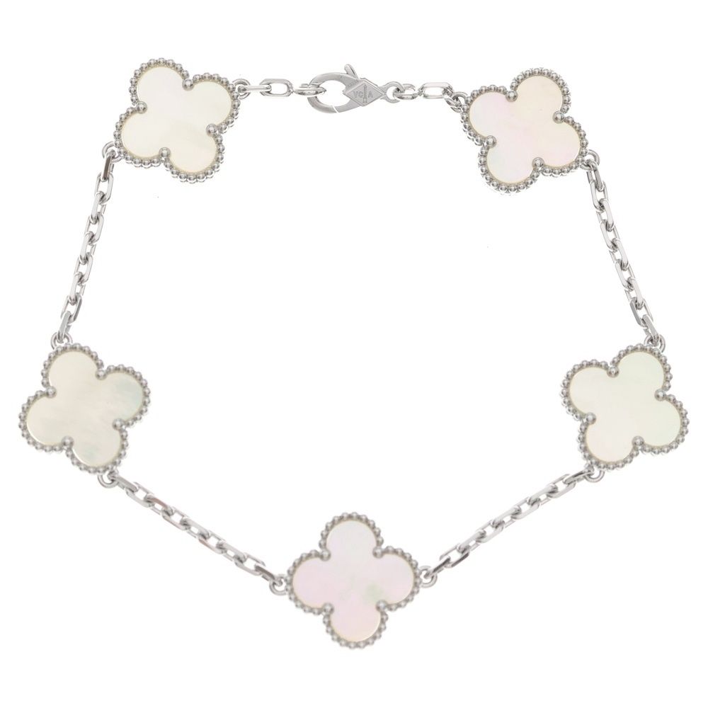 Van Cleef & Arpels Vintage Alhambra 5 Motif Mother of Pearl Bracelet