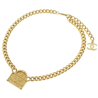 Chanel Rue Cambon Logo Chain Necklace Gold — view 2