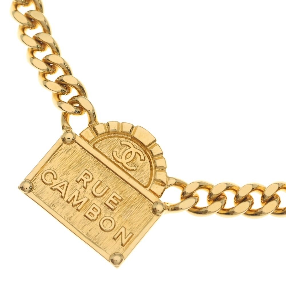Chanel Rue Cambon Logo Chain Necklace Gold