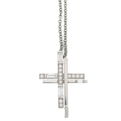 Harry Winston Traffic Cross Pendant Diamond Necklace Silver — view 3