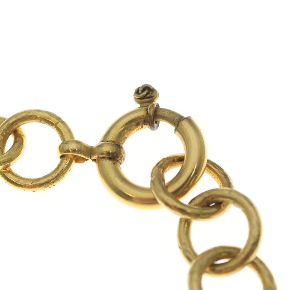 Chanel CC Logo Round Necklace Pendant Chain Gold — view 4