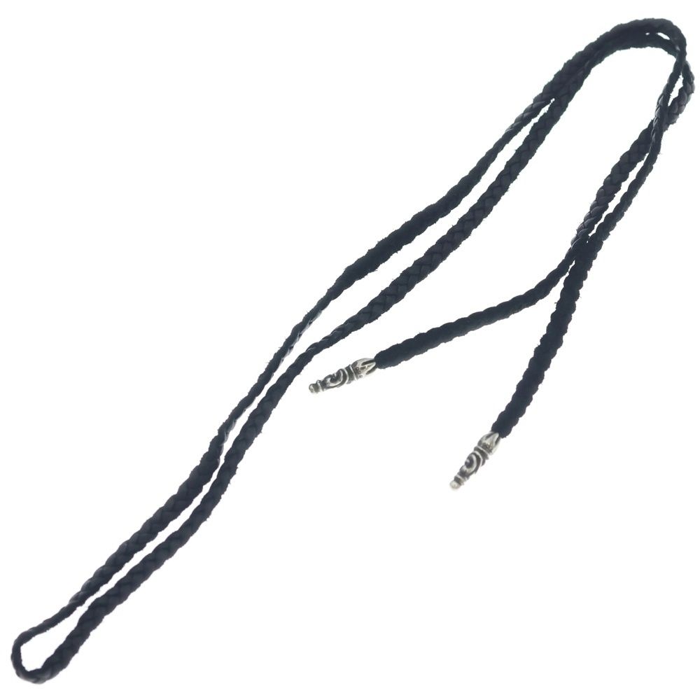 Chrome Hearts Leather Braid Scroll Necklace Black Silver — view 2