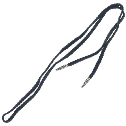 Chrome Hearts Leather Braid Scroll Necklace Black Silver — view 2