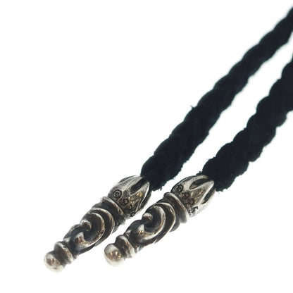 Chrome Hearts Leather Braid Scroll Necklace Black Silver — view 4
