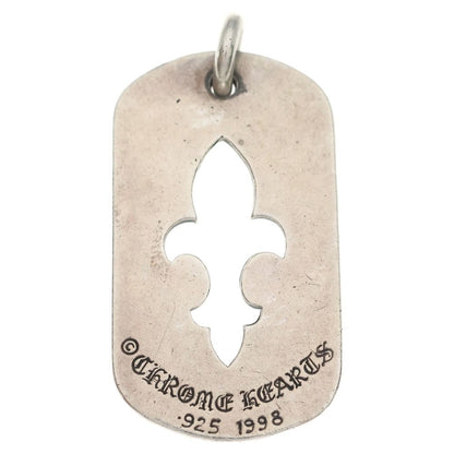 Chrome Hearts D Tag Lrg CO Crs Cutout Flange Dog Tag Necklace Top Silver — view 2