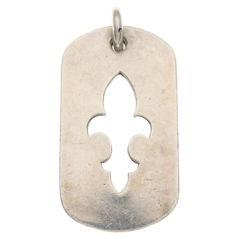 Chrome Hearts D Tag Lrg CO Crs Cutout Flange Dog Tag Necklace Top Silver