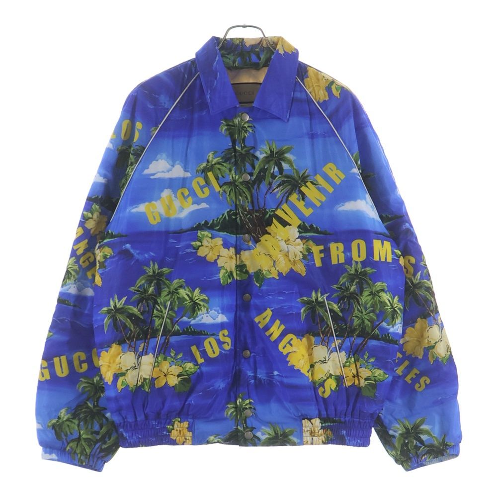 Gucci From Los Angeles Print Nylon Jacket Los All Over Pattern Blue
