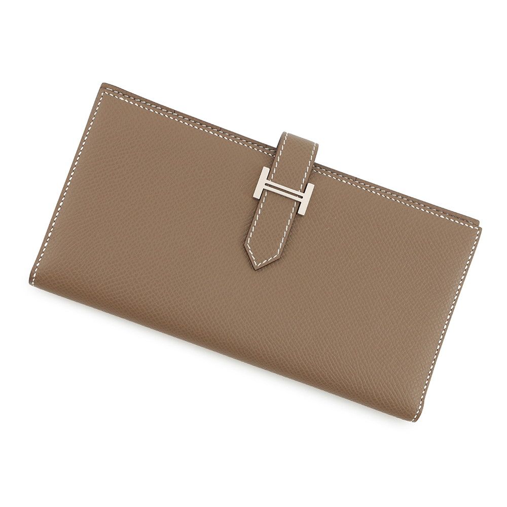 Hermes Wallet Bearn Souffle Etoupe Silver Epsom