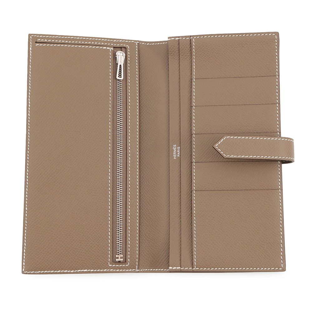 Hermes Wallet Bearn Souffle Etoupe Silver Epsom — view 4