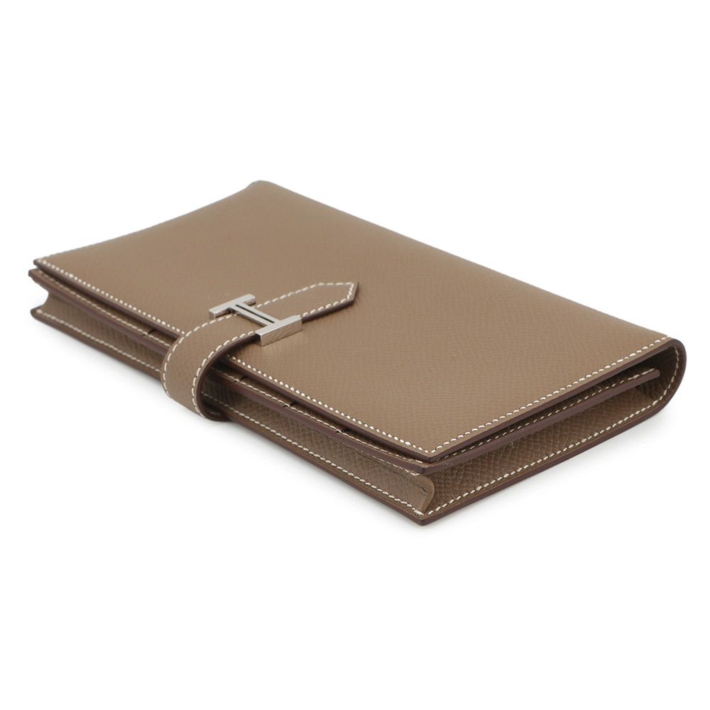 Hermes Wallet Bearn Souffle Etoupe Silver Epsom — view 2