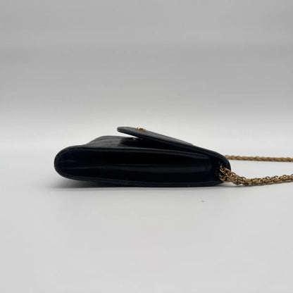 Chanel Shoulder Bag Mini Quilted CC Logo Gold Leather Black Push Lock Chain — view 4