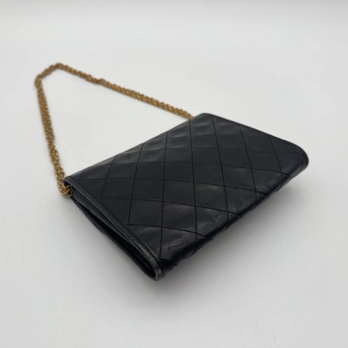 Chanel Shoulder Bag Mini Quilted CC Logo Gold Leather Black Push Lock Chain — view 8