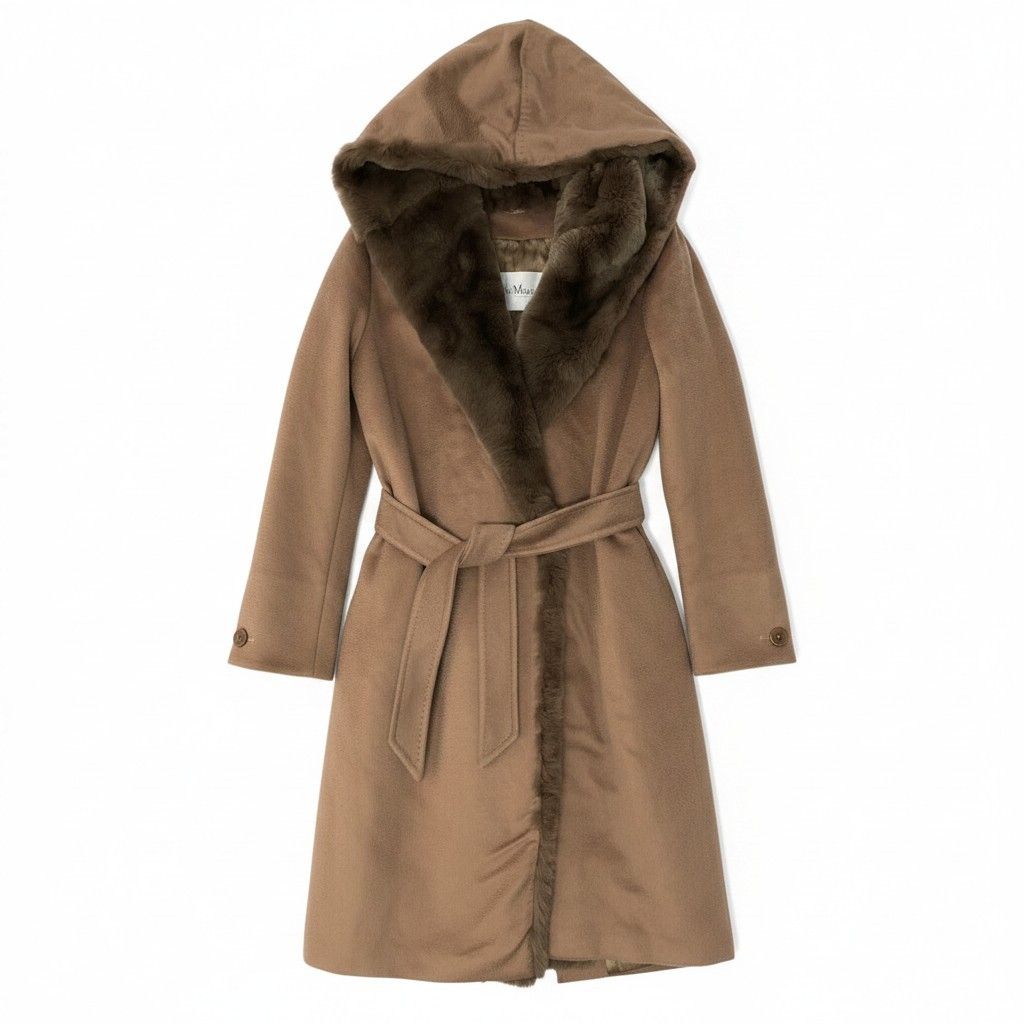 Max Mara Alpaca Coat Jacket 36 Brown Fur