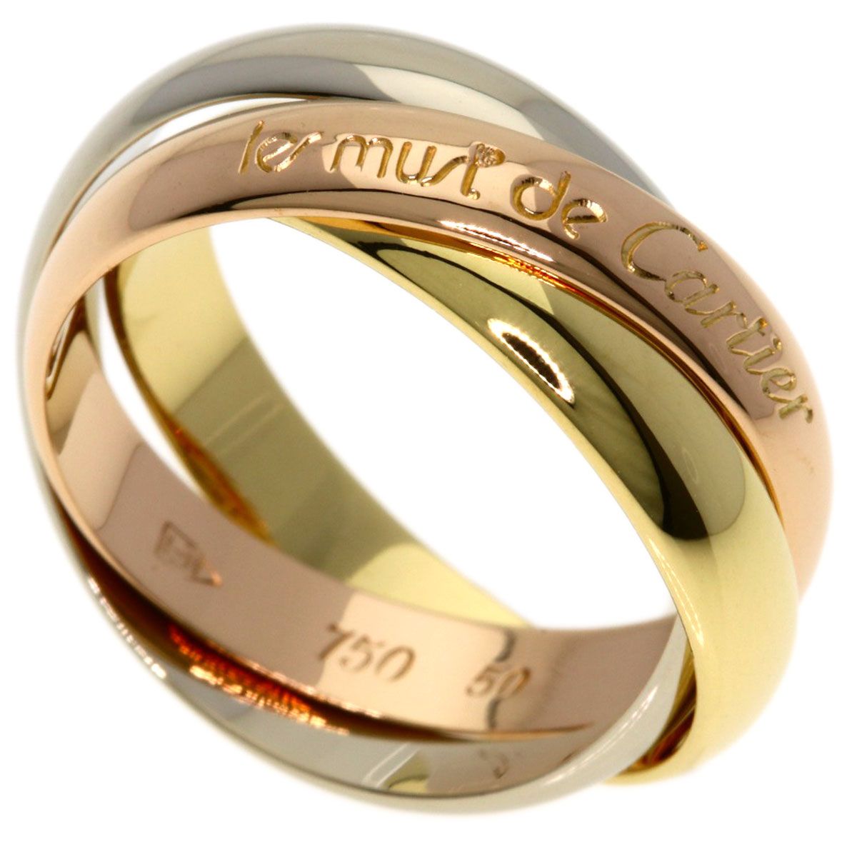 Cartier Trinity 50 Ring 18k Yellow Gold 18k Pink White
