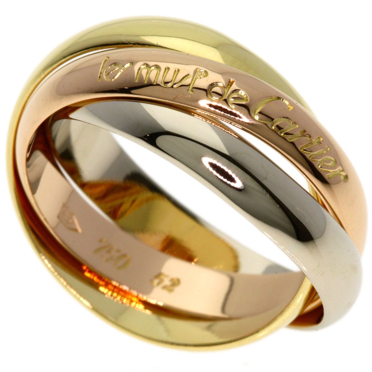 Cartier Trinity 52 Ring 18k Yellow Gold 18k Pink White