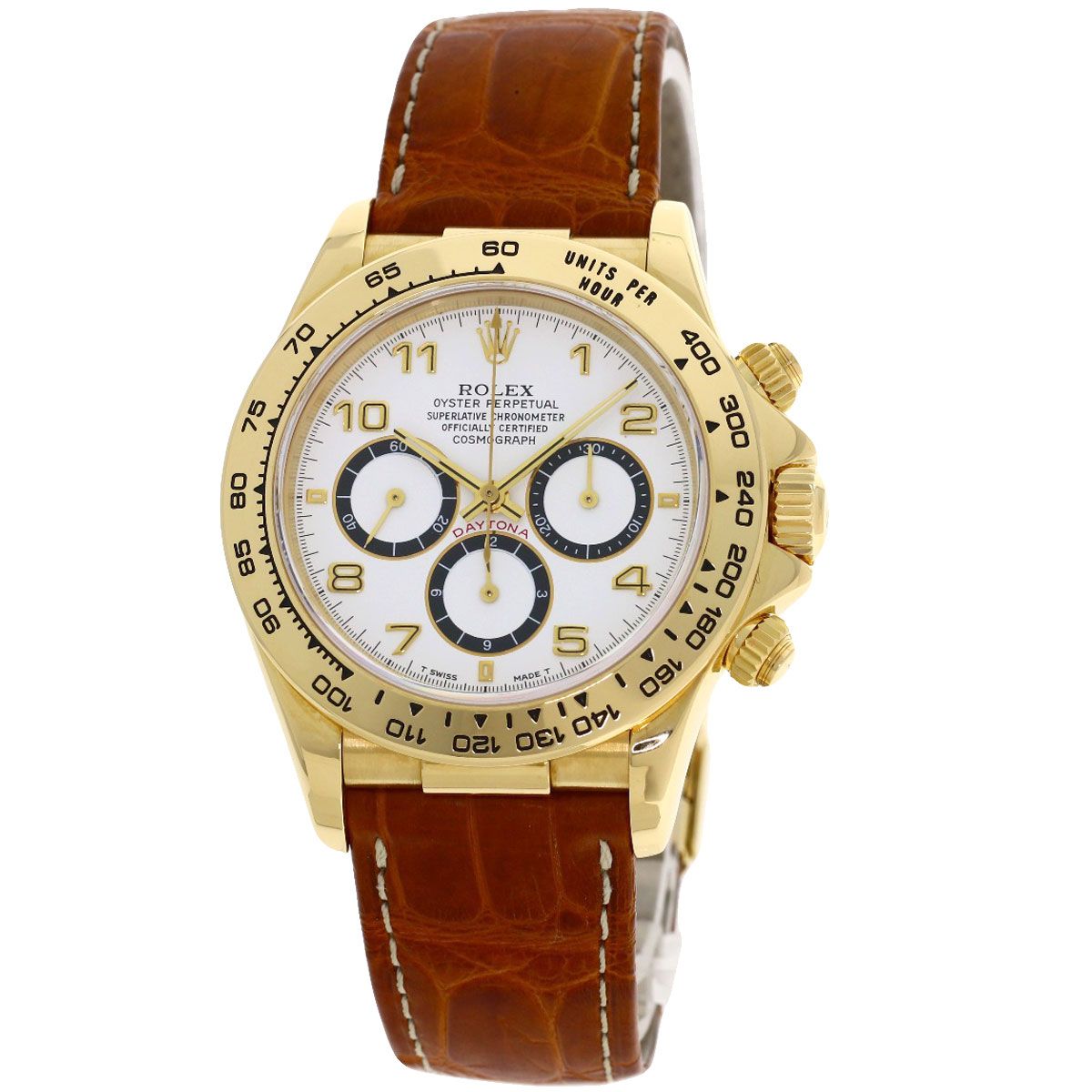 Rolex Cosmograph Daytona Reverse 6 Watch 18k Yellow Gold Leather