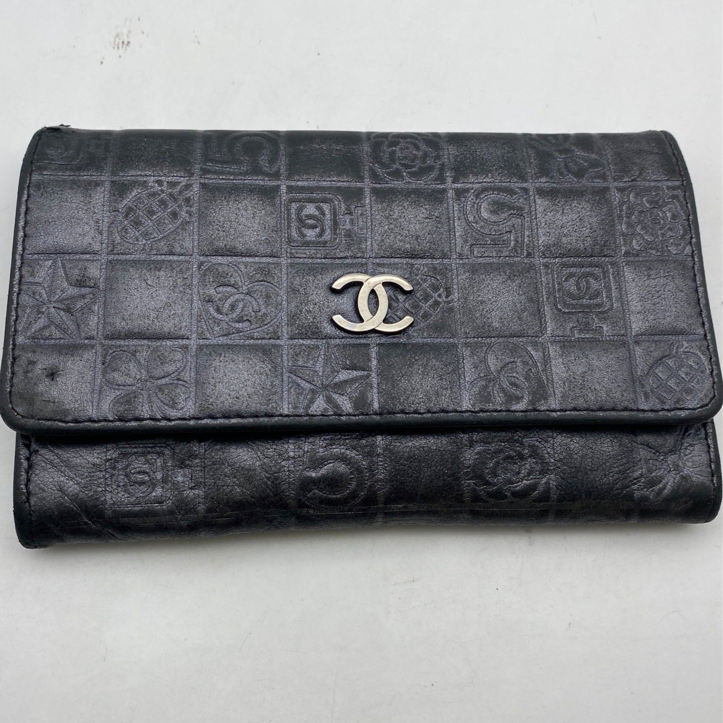 Chanel Fold Wallet Gray Icon CC Logo Billfold Card — view 9