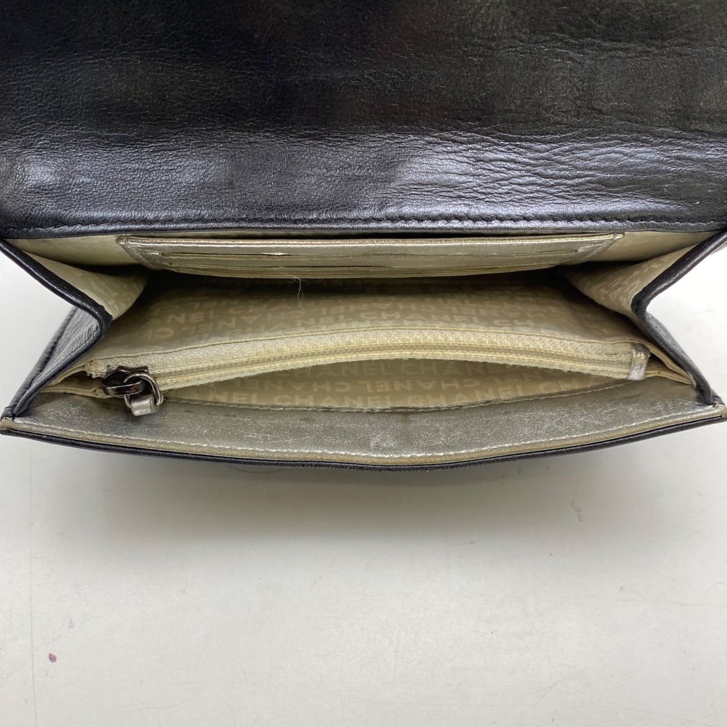 Chanel Fold Wallet Gray Icon CC Logo Billfold Card — view 4