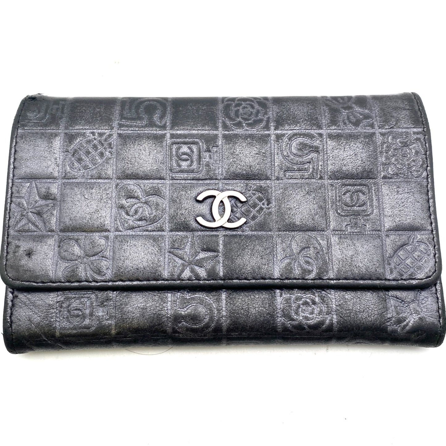 Chanel Fold Wallet Gray Icon CC Logo Billfold Card — view 2