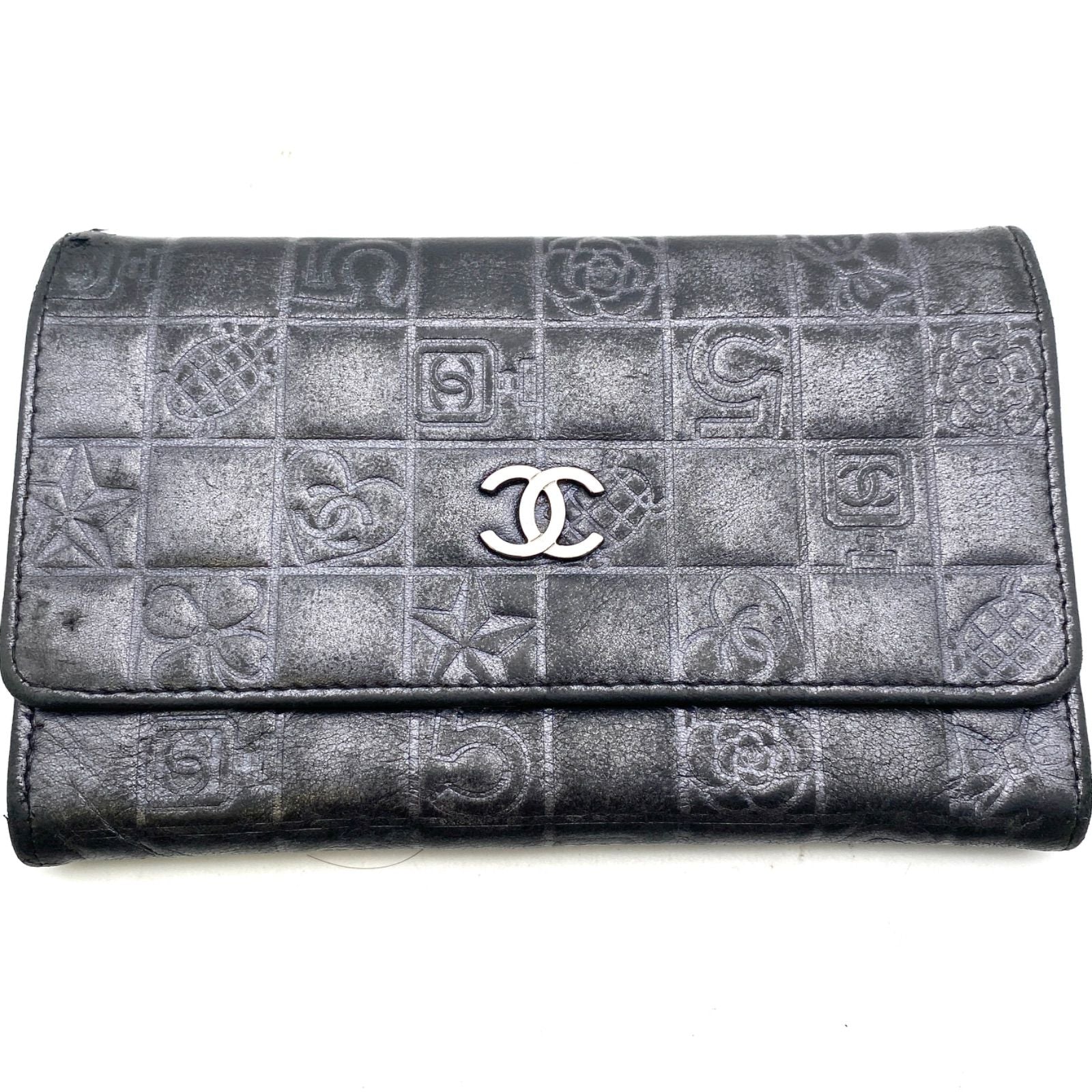 Chanel Fold Wallet Gray Icon CC Logo Billfold Card — view 2