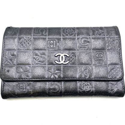 Chanel Fold Wallet Gray Icon CC Logo Billfold Card — view 2