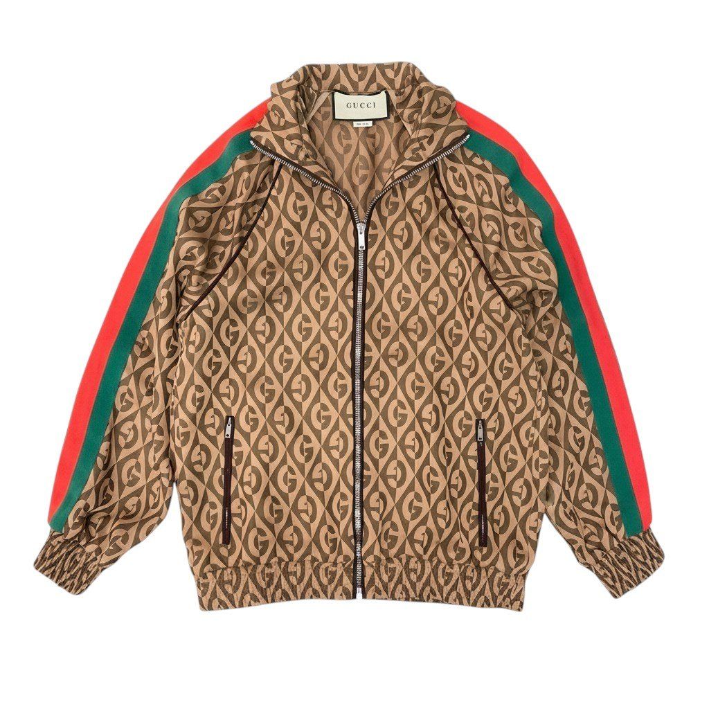Gucci Track Jacket GG Rumbus Pattern Web Line Xxs Brown