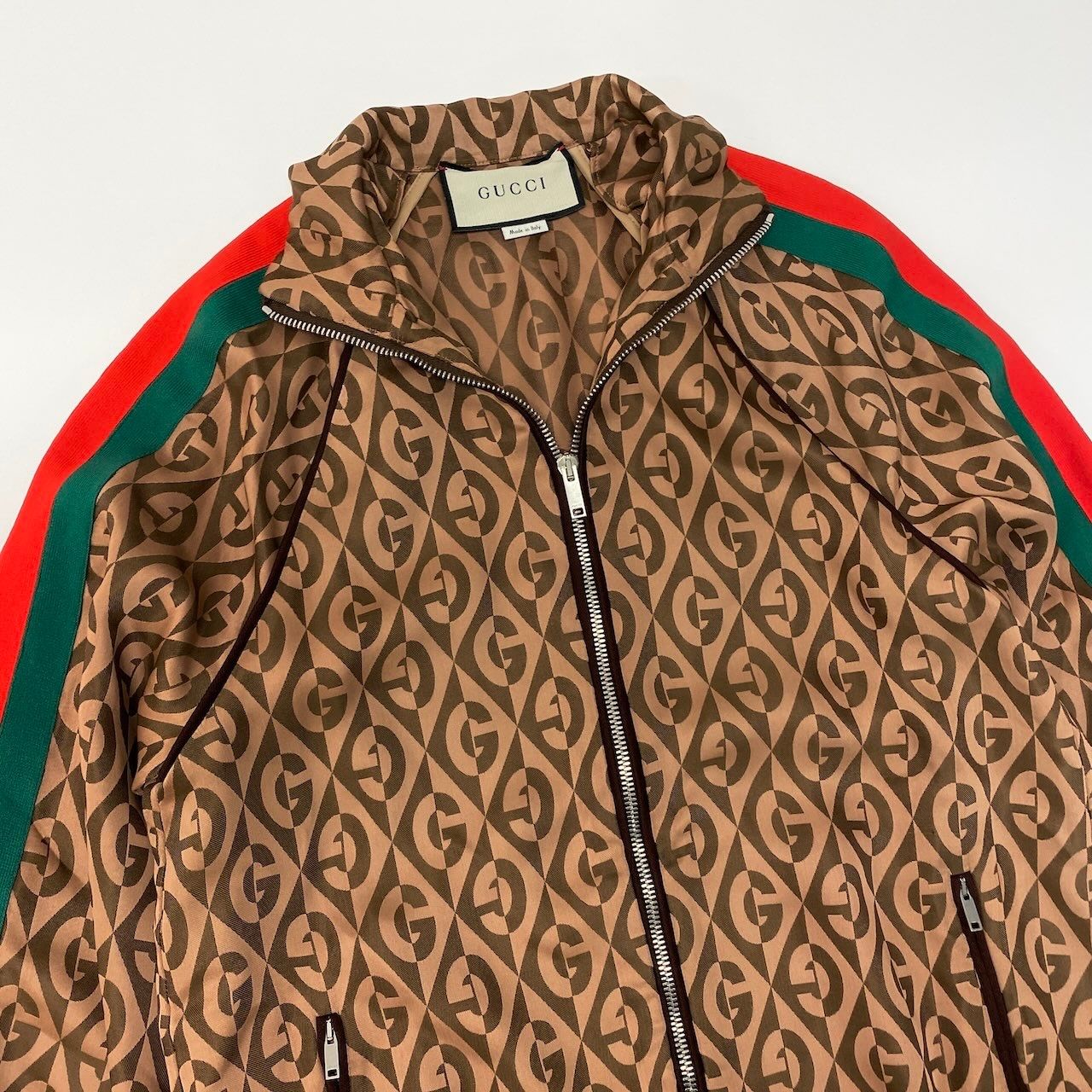 Gucci Track Jacket GG Rumbus Pattern Web Line Xxs Brown — view 4