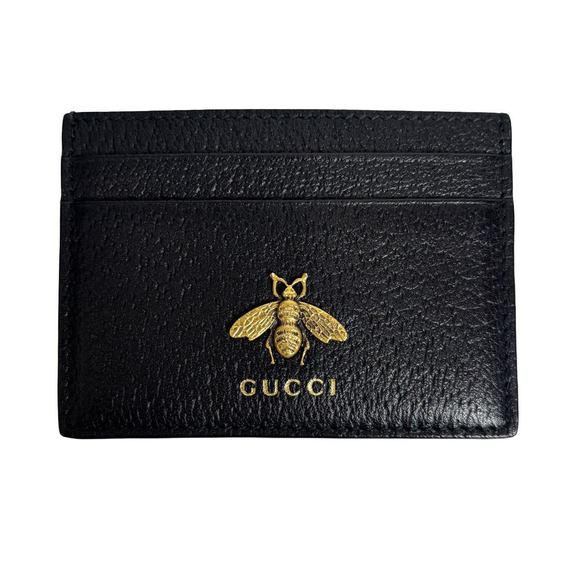 Gucci Card Case Animalier Bee Leather Black Bee — view 2
