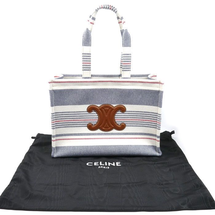 Celine Large Cabas Thais Tote White Blue Red Triomphe — view 7