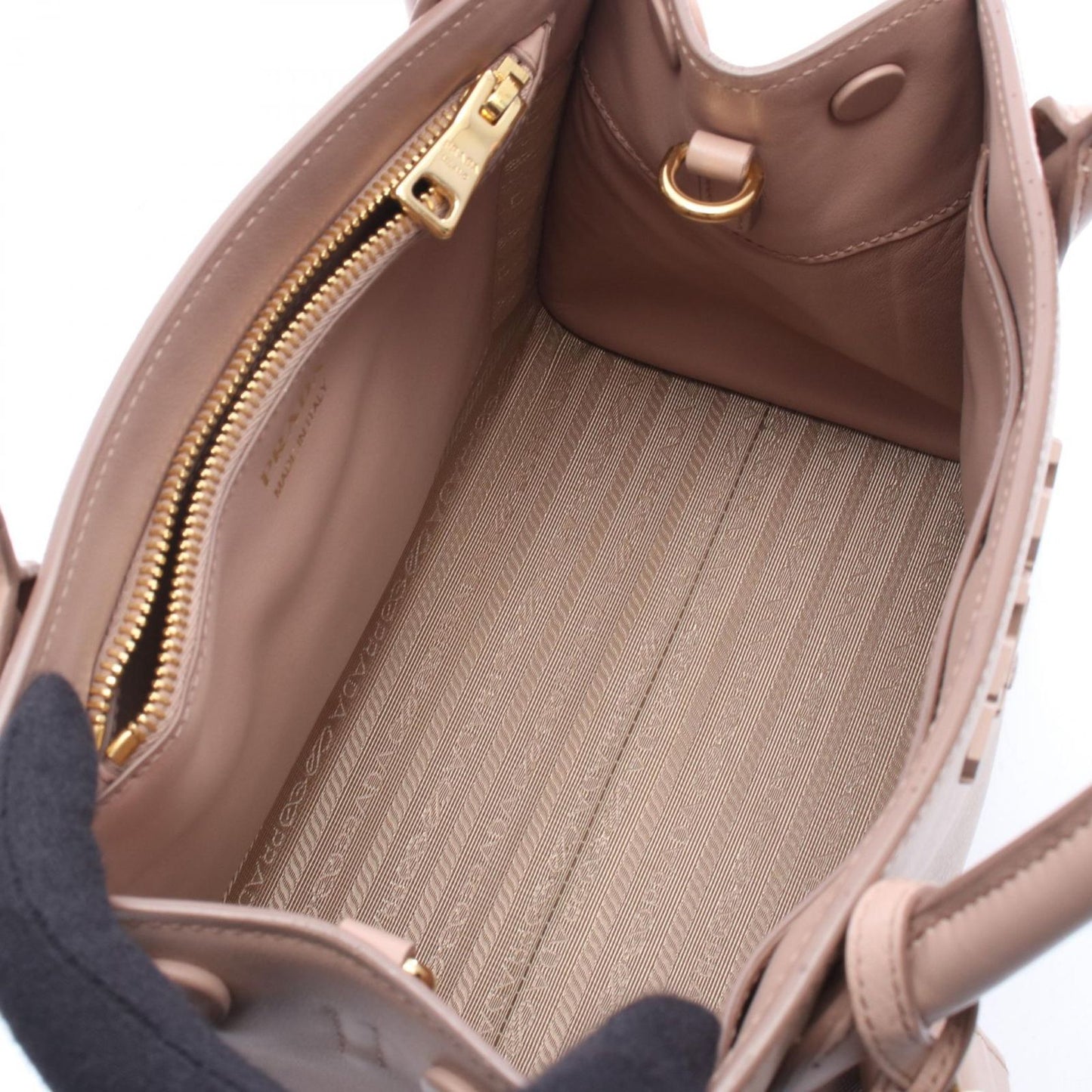 Prada Handbag Monochrome 2-Way CI Pink Beige Leather — view 3