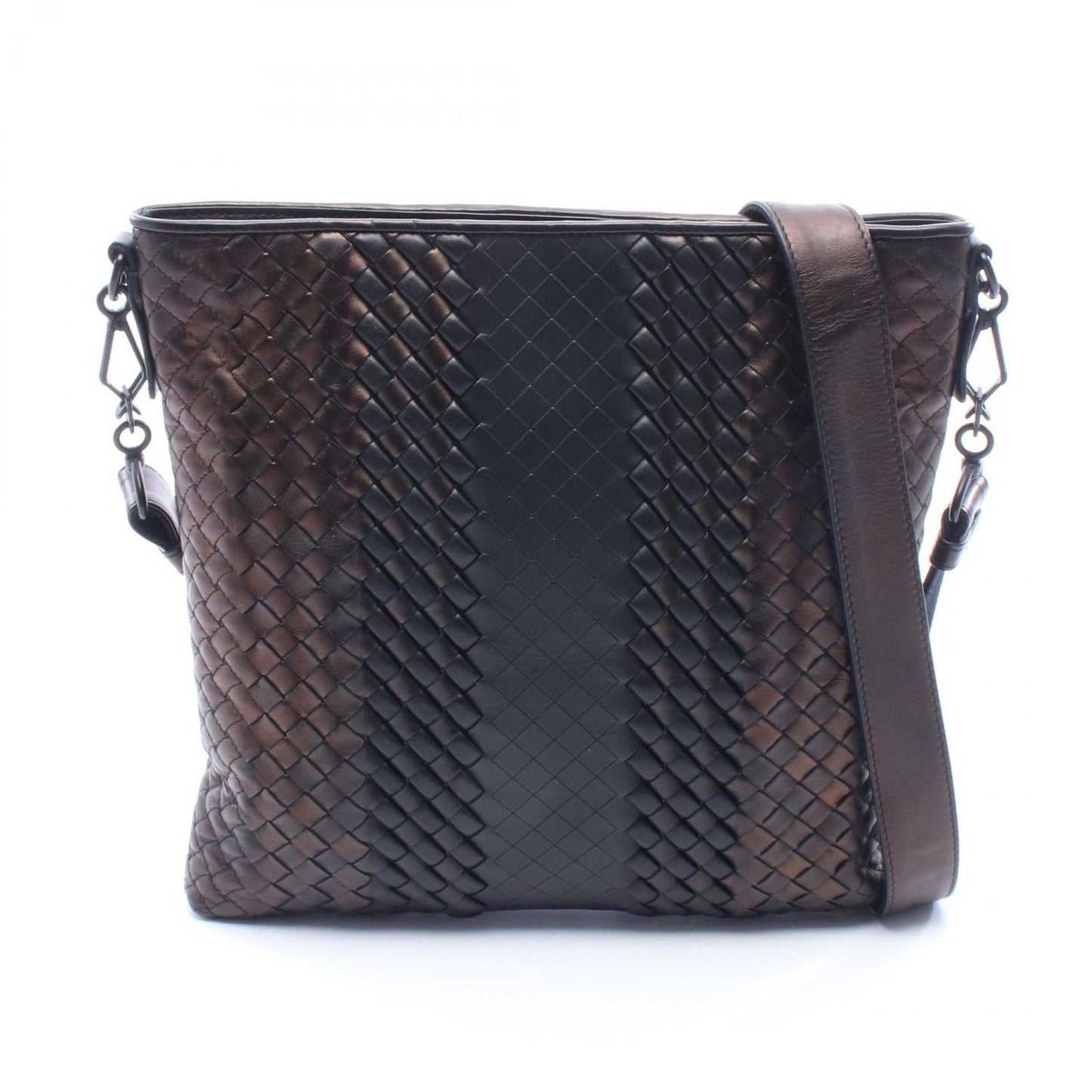 Bottega Veneta Shoulder Bag Intrecciato Blanc Black Leather