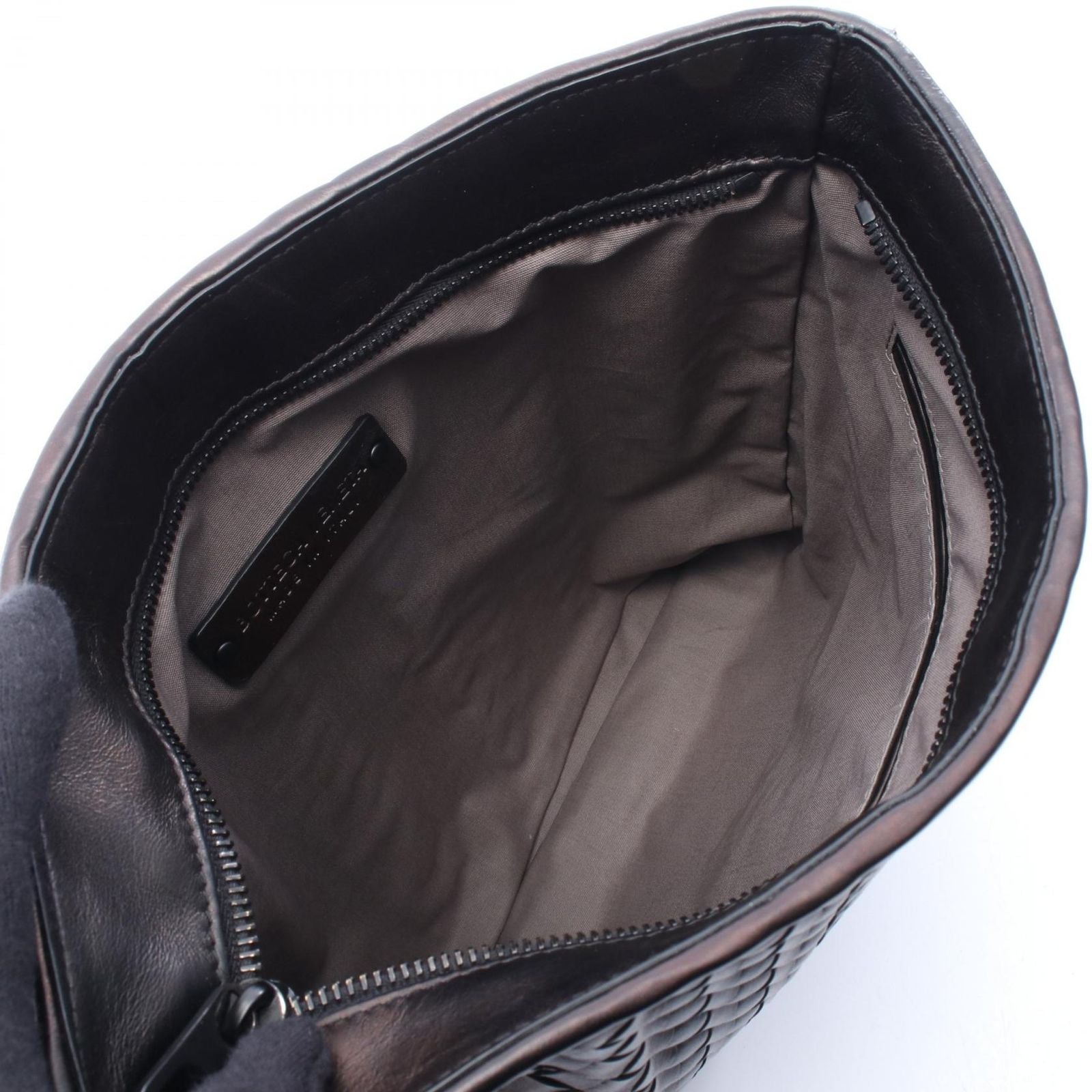 Bottega Veneta Shoulder Bag Intrecciato Blanc Black Leather — view 3