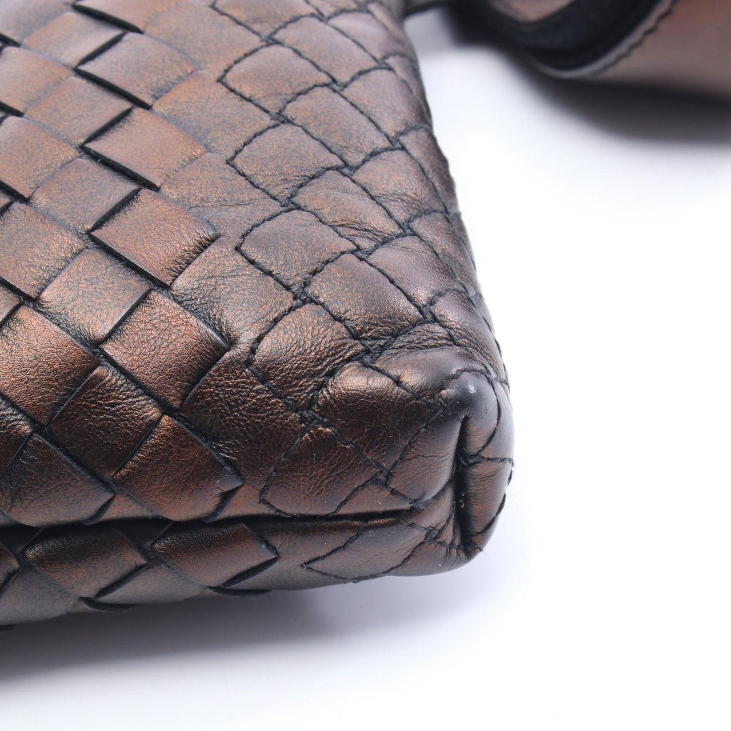 Bottega Veneta Shoulder Bag Intrecciato Blanc Black Leather — view 6