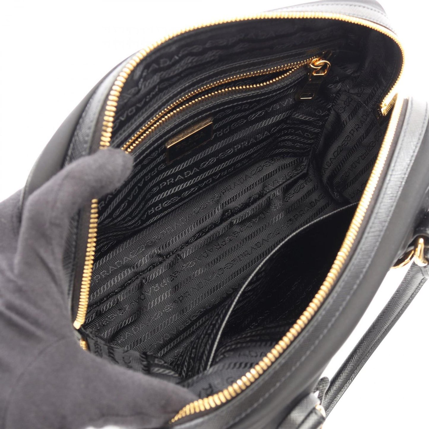 Prada Handbag Tessuto Saffiano 2-Way Black Nylon Leather — view 3