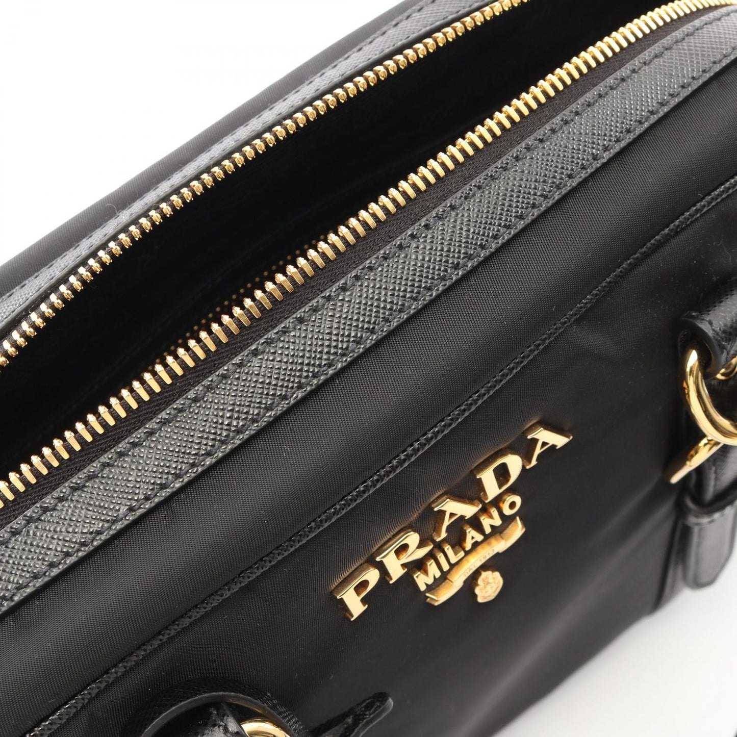 Prada Handbag Tessuto Saffiano 2-Way Black Nylon Leather — view 7