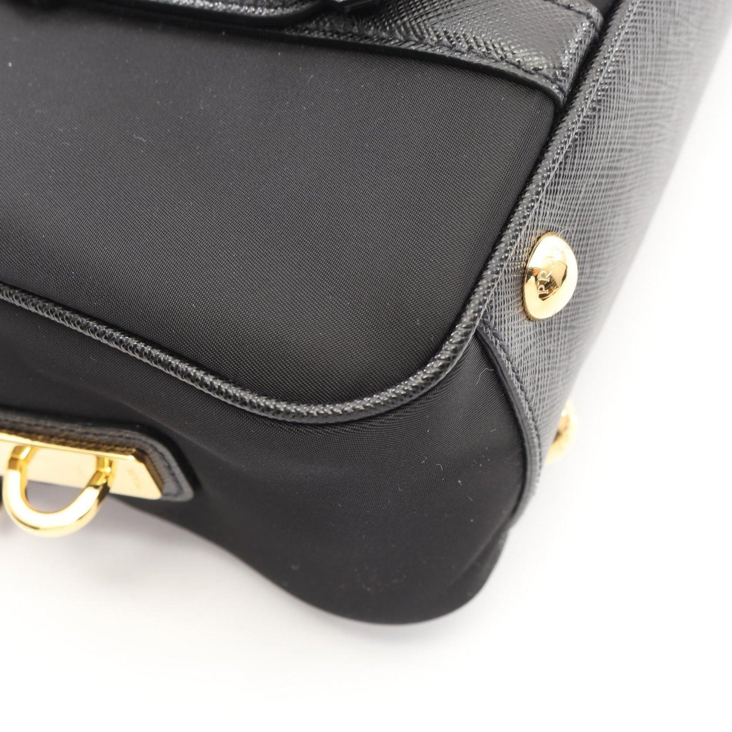 Prada Handbag Tessuto Saffiano 2-Way Black Nylon Leather — view 5