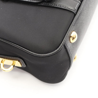 Prada Handbag Tessuto Saffiano 2-Way Black Nylon Leather — view 5