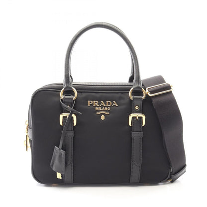 Prada Handbag Tessuto Saffiano 2-Way Black Nylon Leather