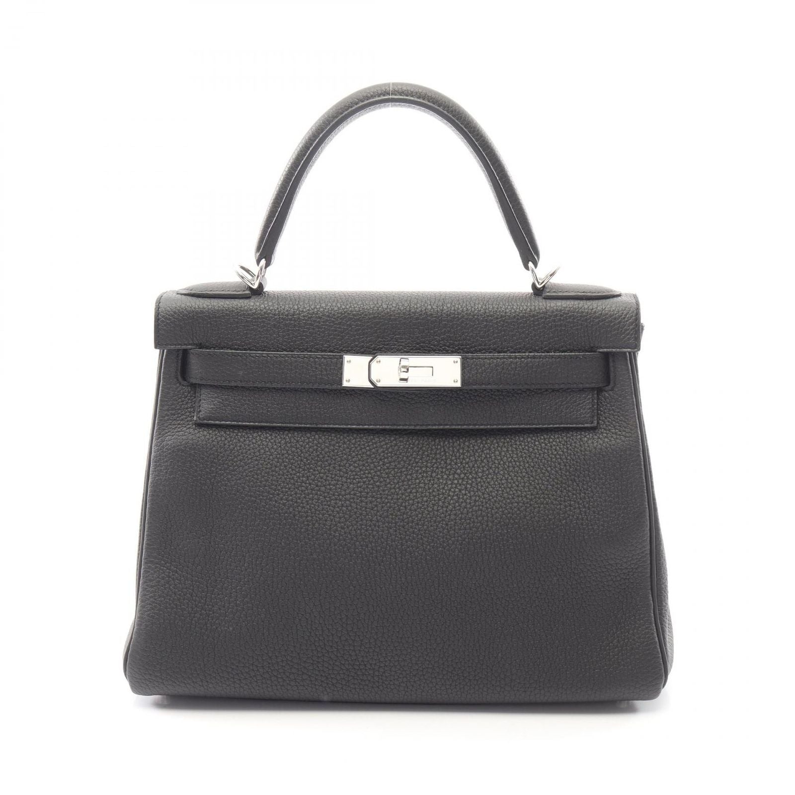 Hermes Handbag Kelly 28 Retourne 2-Way Black Leather