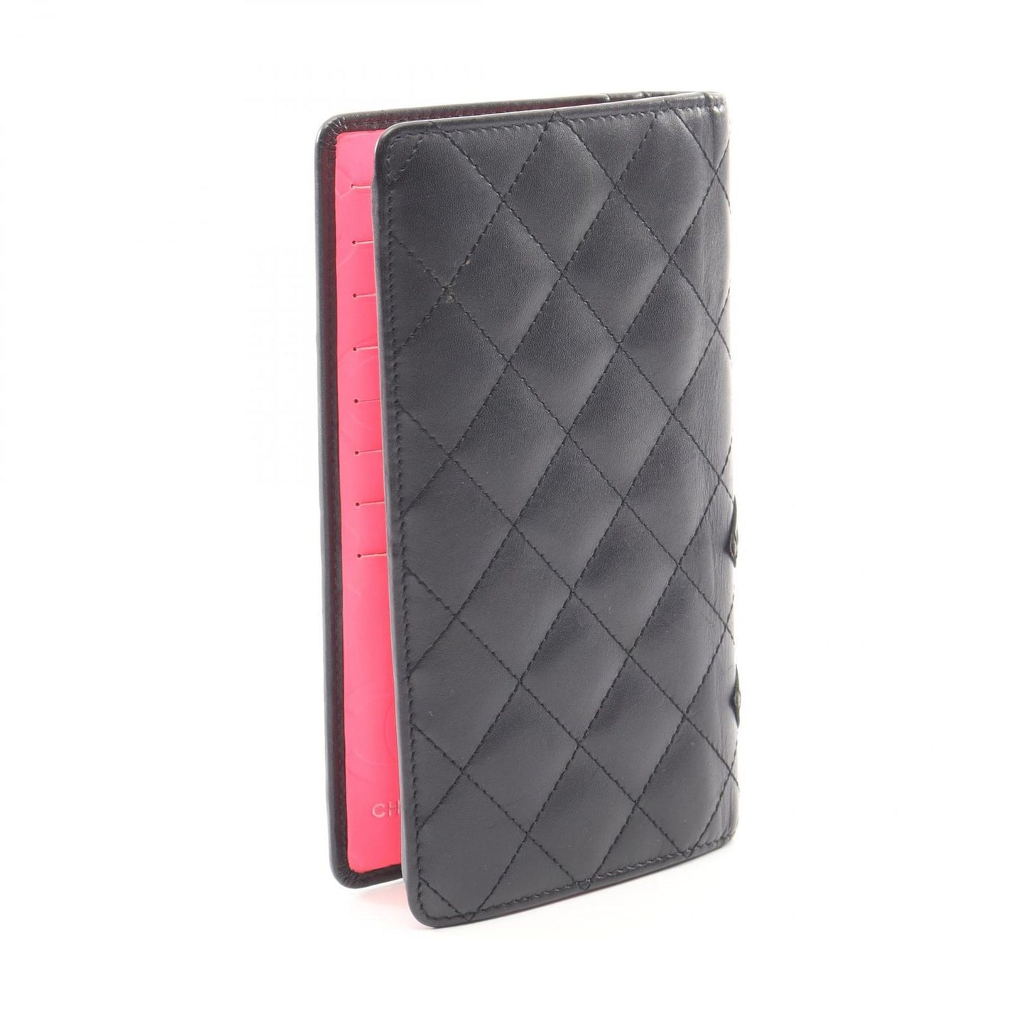 Chanel Bifold Wallet Cambon Line Black Enamel Leather Patent Ziplong — view 2