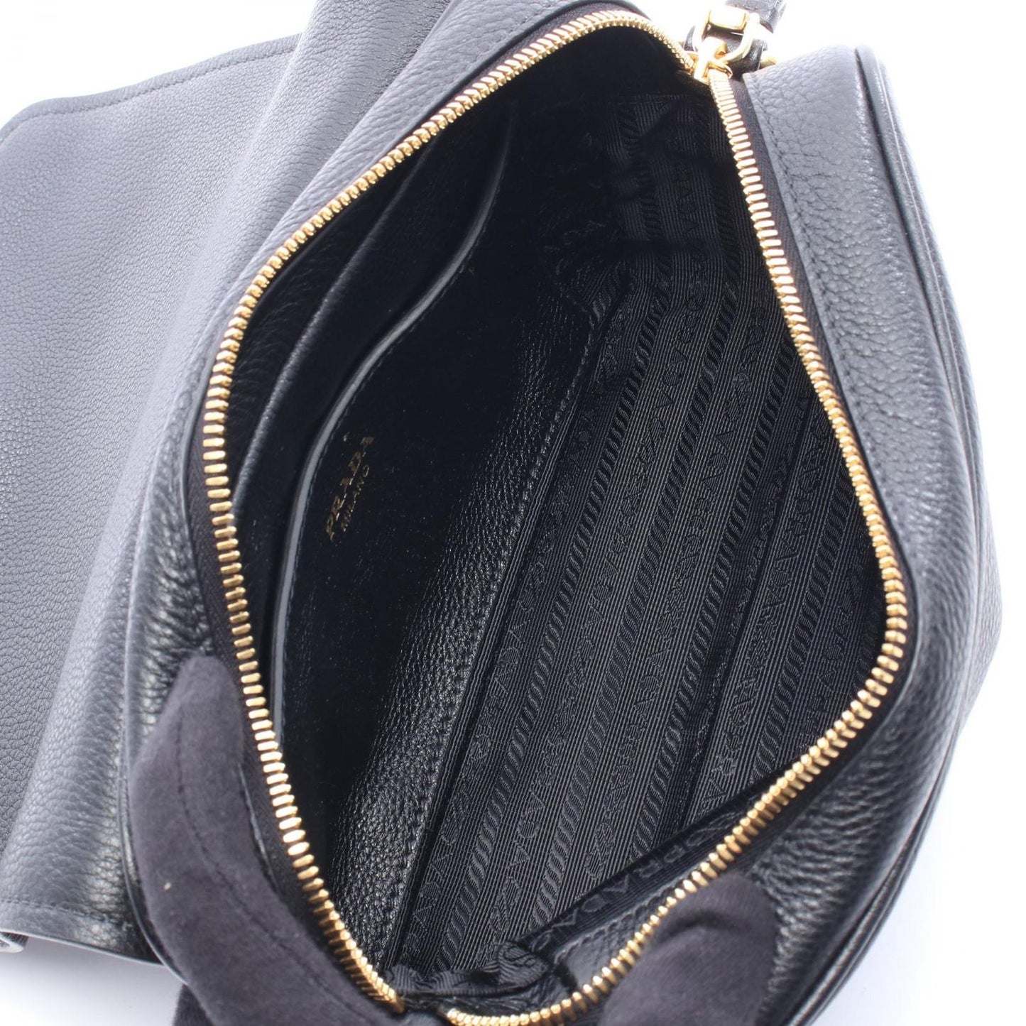 Prada Shoulder Bag Vitello Phenix Black Leather Daino — view 3