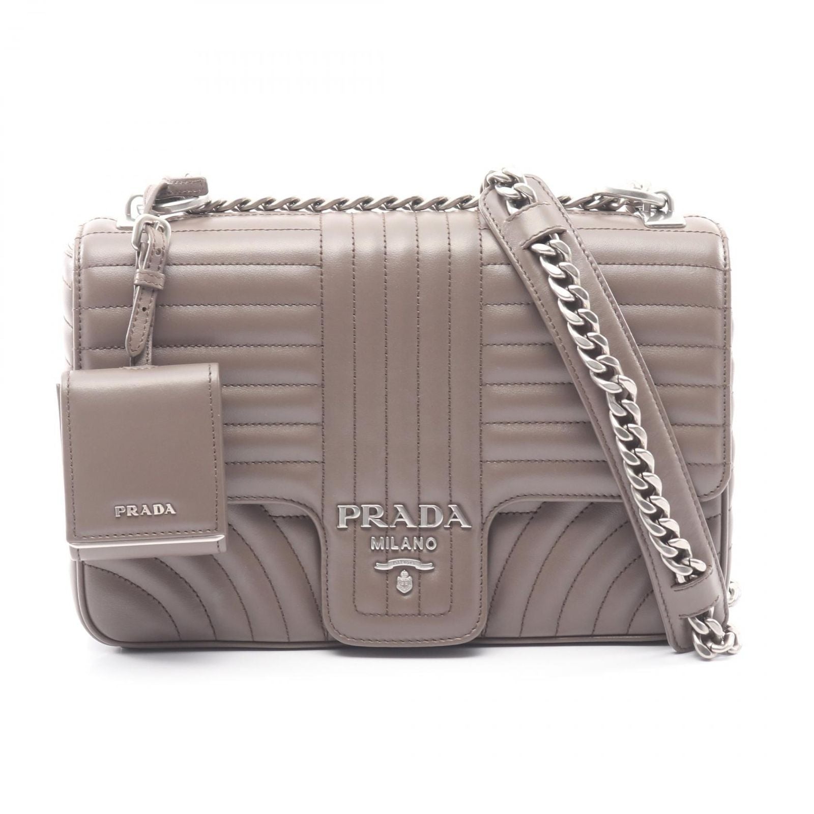 Prada Shoulder Bag Soft Calf Impun Diagram Leather Chain