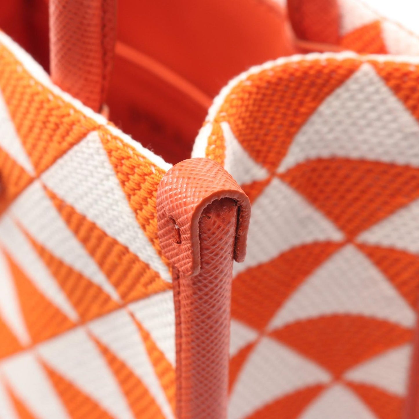Prada Handbag Triangolo Jacquard Symbol Embroidery Mini 2-Way Orange White — view 8