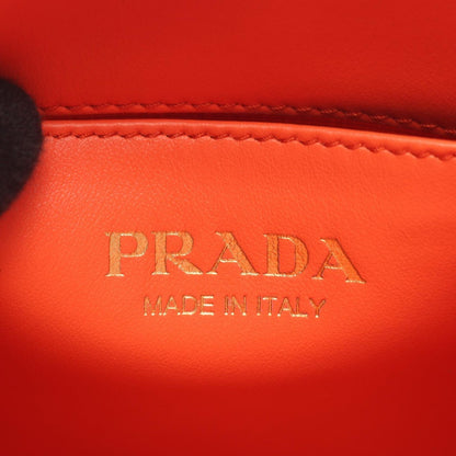 Prada Handbag Triangolo Jacquard Symbol Embroidery Mini 2-Way Orange White — view 4