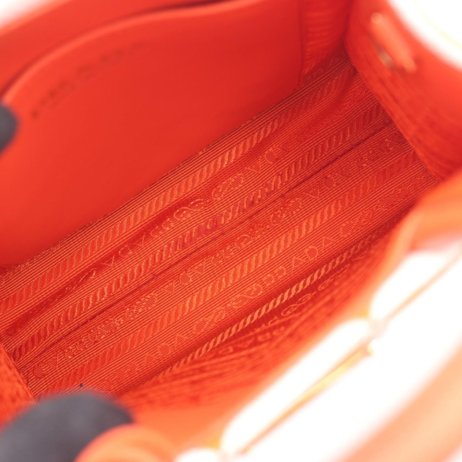 Prada Handbag Triangolo Jacquard Symbol Embroidery Mini 2-Way Orange White — view 5