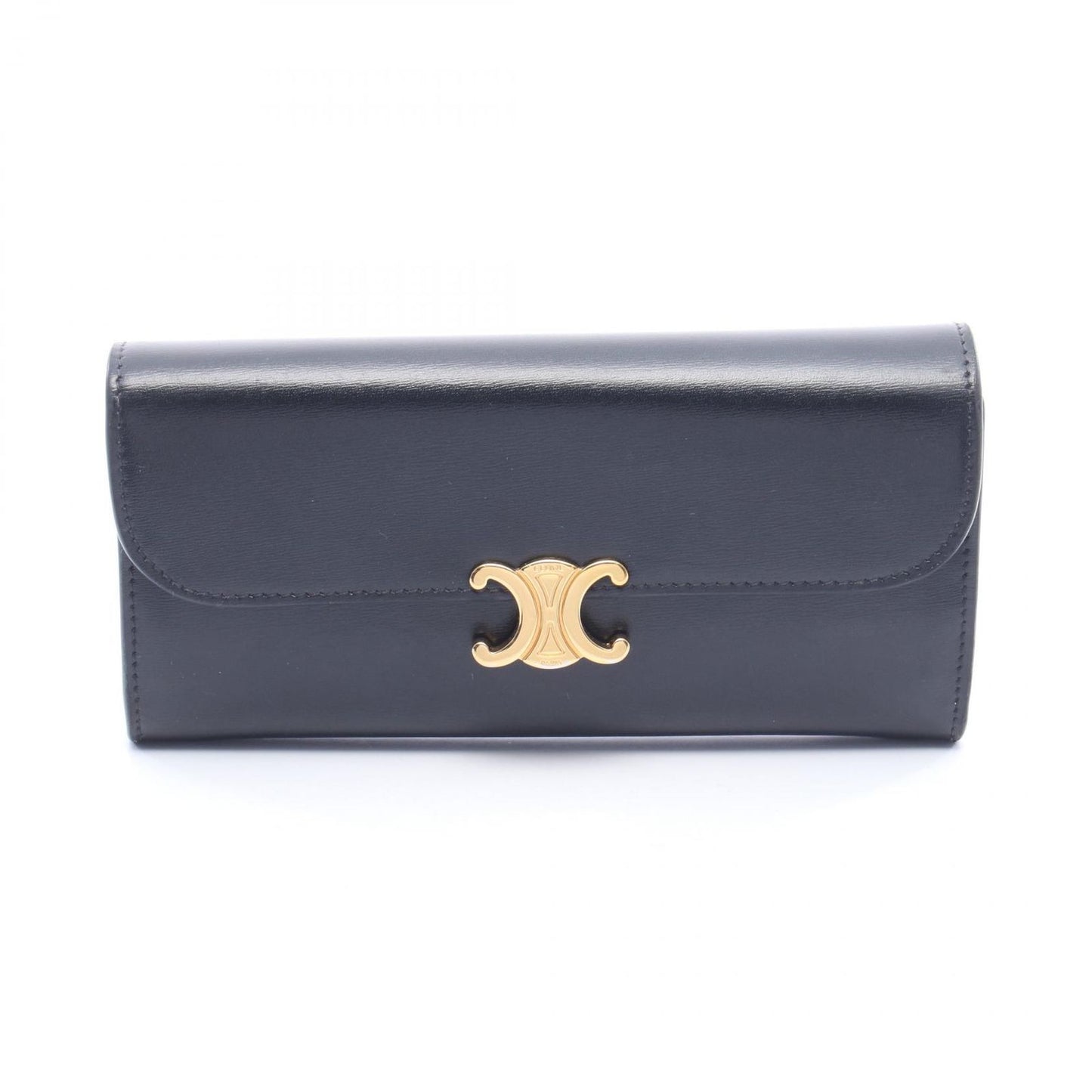 Celine Bifold Wallet Large Triomphe Black Leather