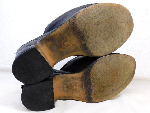 Chanel 36c CC Logo Sandals Black Leather Shoes Mani — view 5